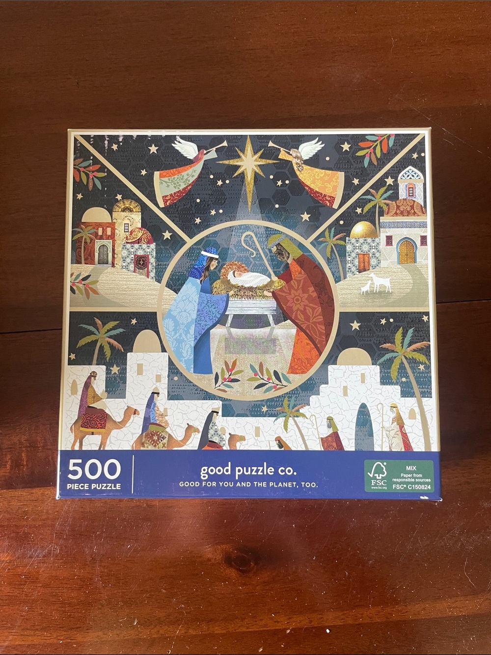 Good Puzzle Co. 500-Piece Nativity Puzzle - Navy, Gold, Red